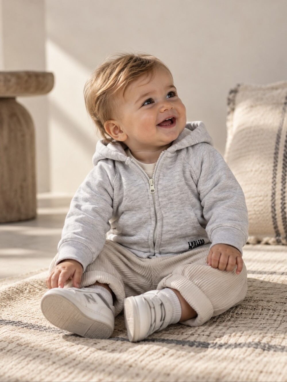 Zara Baby Gray Zip Up Hoodie 6-9M 74 Endless Adventures Cotton Sweatshirt